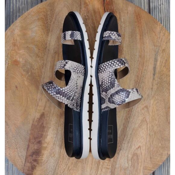 Kaari Blue Fancy Women Sandals Toe Strap Snakeskin Print 7.5M Slip-On - Picture 5 of 9